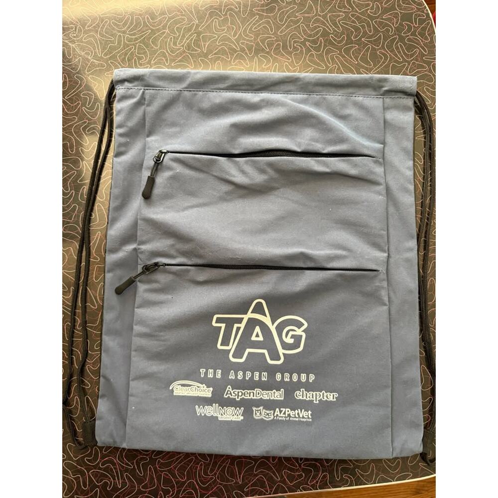Brand New TAG Soft Feel Drawstring Bag w/ Two Zipper Pockets